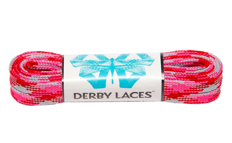 Derby Laces Pink Camouflage 60 Inch Waxed Skate Lace for Roller Derby, Hockey and Ice Skates, and Boots